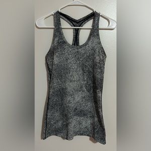 Lululemon Cool Racerback II In Luon Spray Jacquard Gray Black Tank Top Size 4/6